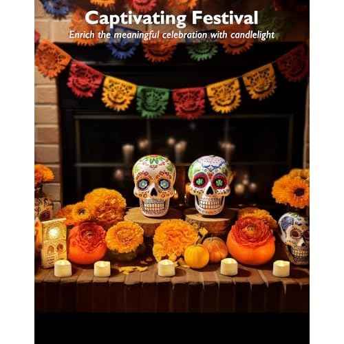 Homemory 24Pcs Flickering Flameless Candle Battery Operated, 200+Hours Fake Electric LED Tea Lights for Votive, Centerpiece Table Decorations, Wedding, Aniversary, Halloween, Christmas