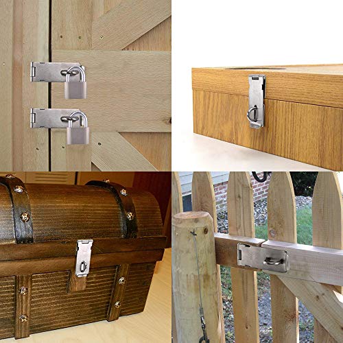 JQK Door Hasp Latch Lock, 5 Inch 304 Stainless Steel Safety Packlock Clasp Thickness 1.9 mm, Matte Black 2 Pack, DL130-PB-P2