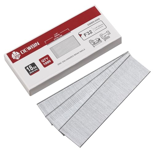 DEWBIN 1-1/4-inch 18 Gauge Galvanized Brad Nails - 1000 Count for Nail Gun