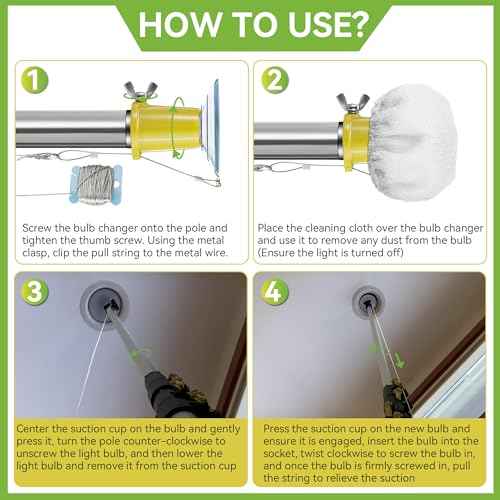 Tellingyou Light Bulb Changer for High Ceilings and Recessed Lights, Suction Cup Light Bulb Changer Compatible with Standard Threaded Extension Pole (Pole Not Included)