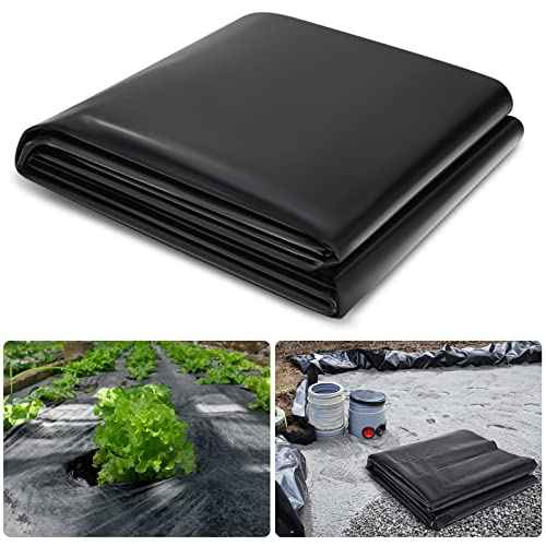 Amylove 6 Mil Black Plastic Sheeting 5 x 100 ft Polyethylene Vapor Barrier Plastic Sheeting Waterproof Tarp Roll of Heavy Duty Thick Covering Film for Plant Farm Garden Greenhouse
