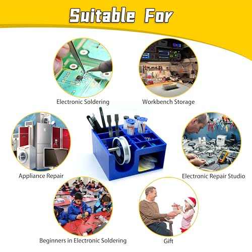 Soldering Iron Stands with Soldering Iron Soldering Iron Tip Soldering Storage Box Brass Cleaning Wire; Cleaning Sponge; Soldering Tip Cleaner Tweezers Set Professional Electronic Soldering Kit