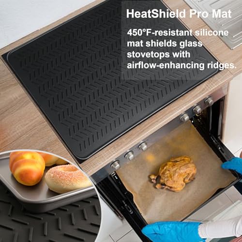 GUDEYIHE 30 x 21 Inch Thickened Silicone Stove Top Cover for Glass Electric Stovetops – XL Protection Mat, Black
