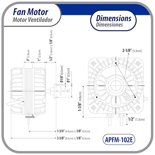 APPLI PARTS 10W 115V Refrigeration Condenser & Evaporator Fan Motor - Includes Aluminum Fan Blade & Base, Universal Fit