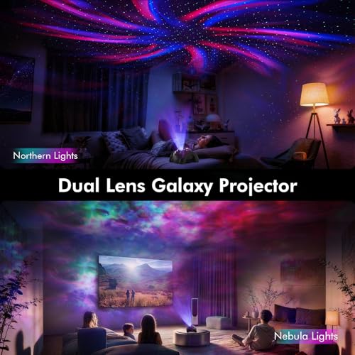 Rossetta Space Black Dual Lens Galaxy Star Projector Night Light with Aurora & Bluetooth