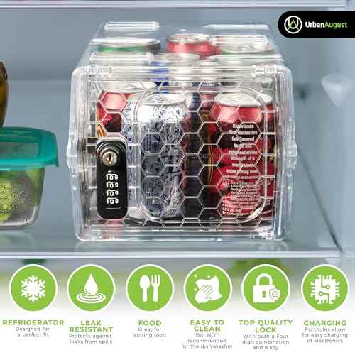 Urban August Lock Box For Food & Medicine - Dual Combination & Keyed Lock Box - Made of Industrial-Grade Plastic - One Size (Clear)