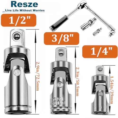 3PCS Swivel Socket Set (1/4", 3/8", 1/2"), 360¡Æ Rotating Chrome-Plated Steel Adapters for Wrenches, Automotive Repair & DIY, Universal Fit Anti-Slip Heavy-Duty Mechanics Tool Kit