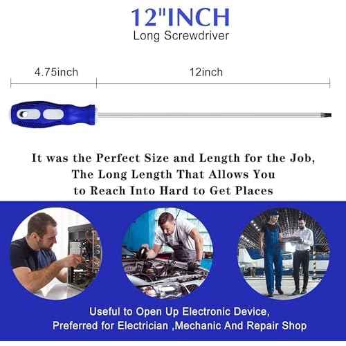 12inch Extra Long Magnetic Torx Screwdriver, PH1 length 12'', Long star Screwdrivers Set (T15 - T20) 2-Piece(5mmx300mm)