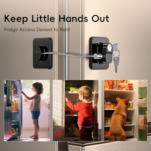 WILNIRY 2 Pack Child Safety Refrigerator Locks with 4 Keys - Black