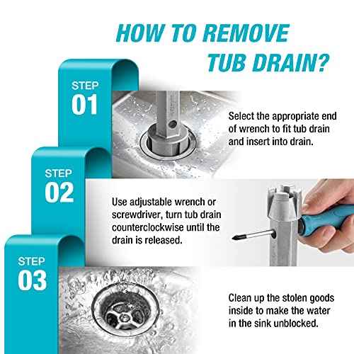 DURATECH Tub Drain Remover Wrench, Dual Ended Aluminum Alloy Wrench for Bath and Shower Drains