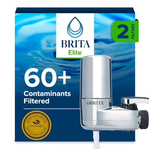 Brita Elite Chrome Faucet Water Filter System with 2 Filters & Spray Options - Fits Standard Faucets