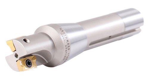 Accusize Industrial Tools 1'' by 5-27/32'' 90 Degree R8 Shank Indexable End Mills with 2 Apkt1604 Carbide Inserts Installed, 0028-6903