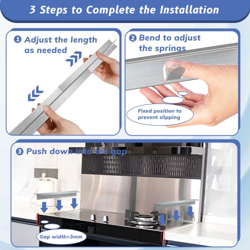 Oiyue 13.8"-27.6" Adjustable Stainless Steel Stove Gap Cover, Heat-Resistant Silver (2 Packs)