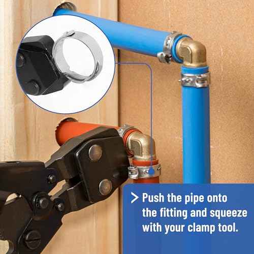 Bates- 1/2" PEX Cinch Clamp Rings, 50 Pack, Stainless Steel, PEX Pipe Clamps