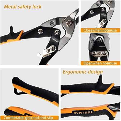 Aviation Snips 10-inch Straight Cut,Chrome Vanadium Steel,Comfortable Grip,Suitable For Electrician Maintenance, Aluminum Cutting, Metal Cutter Tools