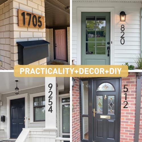 SONFILY 7 Inch Black Metal House Numbers - Outdoor Address Numbers, Flush Mount & Floating, Model Number1
