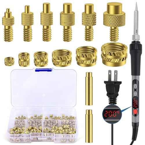 139PCS Heat Set Insert Tool,100W Digital Soldering Iron with 130PCS Threaded Inserts Nut,6PCS Heat-Set Insert Tips (M2 M3 M4 M5 M6 M8),2PCS Soldering Tip Connecting Rods