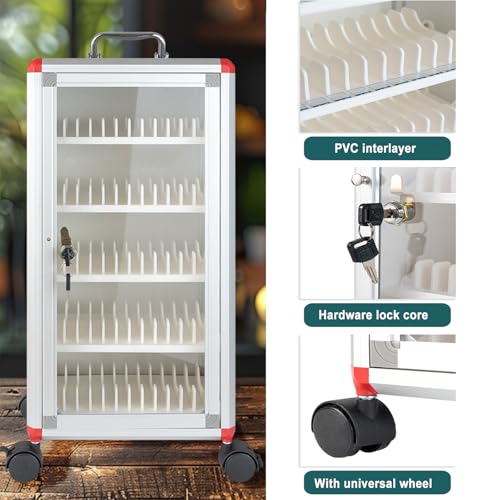 72 Slots Cell Phone Locker Cabinet with Wheels, Aluminum Alloy Storage Box for Classroom & Office