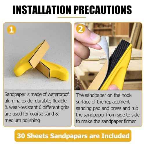 Finger Sander for Crafts, 2 Pack Mini Micro Gator Sander for Crafts with 30 Sheets 3.5 x 1 Inch Sandpaper 80 120 180 240 400 600 Grit Sanding for DIY Wood Finishing Tight Narrow Polishing