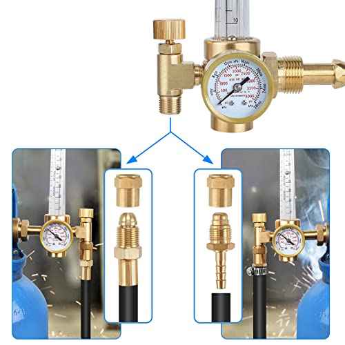 BETOOLL Argon Regulator - Welding Regulator - Argon/CO2 Mig Tig Flow Meter Gas Regulator Gauge with 6.6Ft Gas Hose