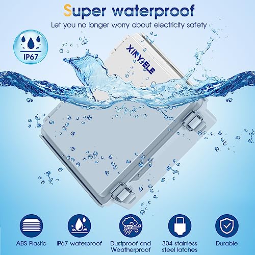 XINYIELE Waterproof Outdoor ABS Plastic Junction Box IP67 Grey 8.7x6.7x4.5 Inches