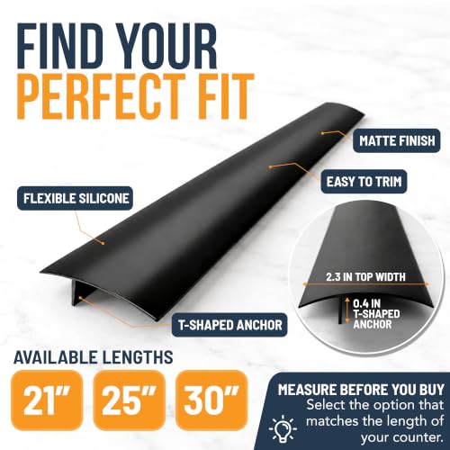 Linda’s Essentials 21 Inch Silicone Stove Gap Cover Black - Heat Resistant, Easy Clean, Fits Up to 2.3" Gap