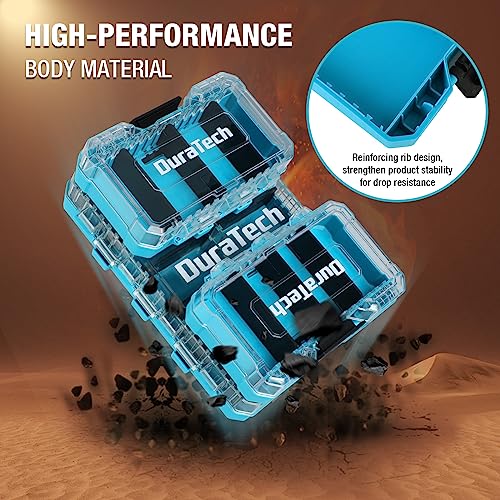 DuraTech 3 Pieces Small Parts Organizer, 14 Compartments, Removable Dividers, Portable Hardware Tool Box Organizer with Transparent Plastic Lid, Durable Cases Storage for Small Tools and Accessories