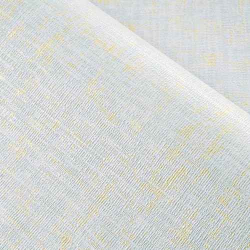 FunStick Gold Blue Grasscloth Peel and Stick Wallpaper Textured Self Adhesive Blue Fabric Contact Paper for Cabinets Walls Removable Grass Cloth Wallpaper Roll for Bedroom Bathroom Wall Decor 16"x80"