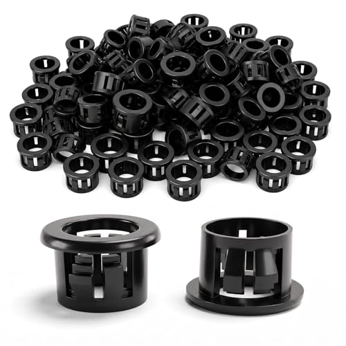 QCDENG 1/2 Inch 100PCS Cable Grommet Protector for Wire Management Black