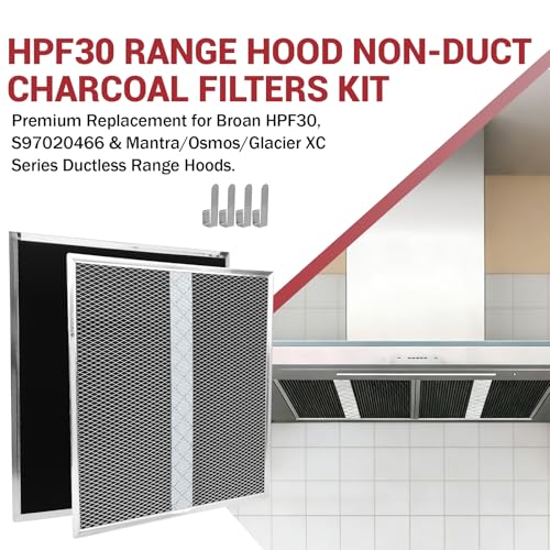 2 Pack Replacement Charcoal Filters for Range Hoods HPF30 S97020466 - Premium Non-Duct