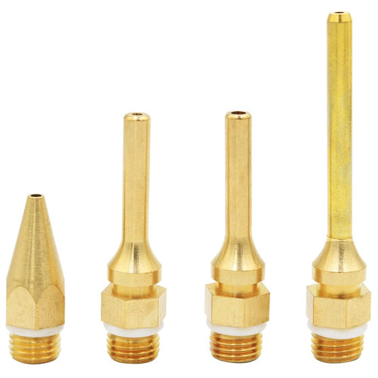 Mesee 4pcs Hot Melt Glue Gun Nozzle Set for 11mm Thread Power Tools, Long Short Small-bore Large Diameter Pure Copper Nozzle Tips 2.0x70mm 2.0x50mm 2.0x34mm 3.0x50mm