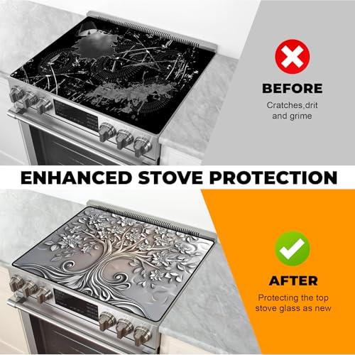 BSFHH XXL Heat-Resistant Stove Top Cover 28.5" x 20.5" Big Tree Pattern