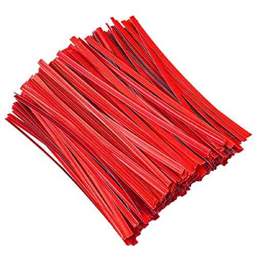Tangyinrd 1000 Pcs 5" Red Twist Ties, Plant Ties Cable Ties Reusable Bread Ties for Party Cello Candy Coffee Treat Bags Cake Pops