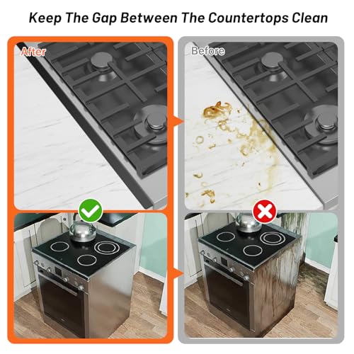 LIFFEE Stainless Steel Stove Gap Covers 2-Pack, Adjustable 13.8"-27.5", Black
