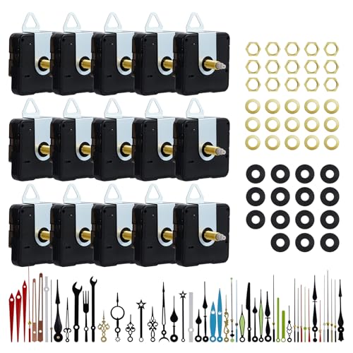 15 Pack Clock Mechanism Replacement Kit with 20 Pairs of Clock Hands, Thread Length 3/8 in+1/2 in+5/8 in
