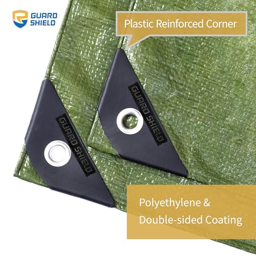 GUARD SHIELD Green 8x8 Feet Waterproof Poly Tarp Cover 5mil - Multi Purpose