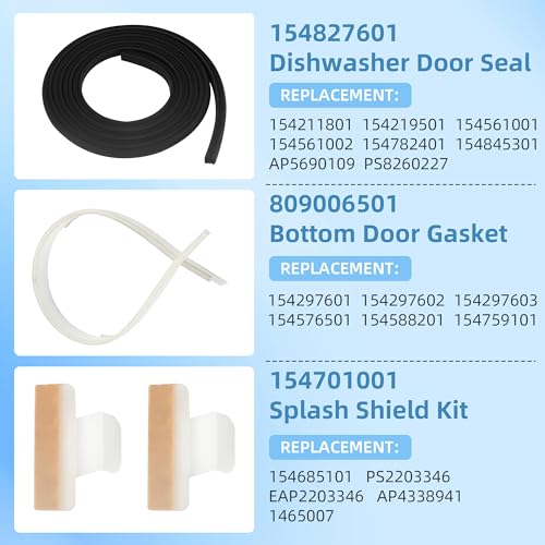 Frigidaire Dishwasher Door Seal Kit with Bottom Gasket & Splash Shield by APPLIANCEMATES
