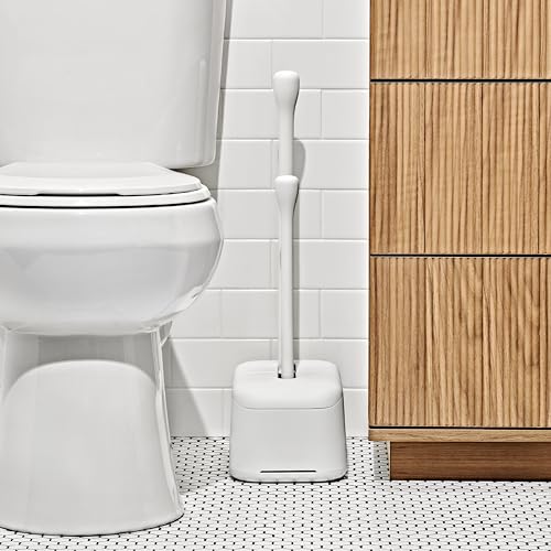 OXO Good Grips Toilet Brush & Plunger Set - White Bathroom Essential