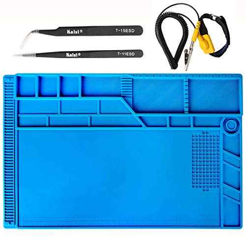 Kaisi S-180 Large Silicone Soldering Mat Magnetic Repair Work Mat, Heat Resistant Insulation Large Platform Station Pad for Soldering, Electronics, Computer Repair, Size 21.6 x 13.8 inch