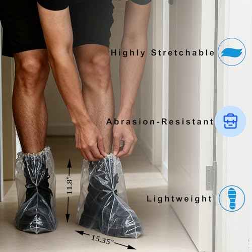 10 Pairs PE Waterproof Shoe Covers for Rain,Rain Shoe Covers,Disposable Rain Boots Covers,Indoor Outdoor Overshoes for Men and Women (Transparent)