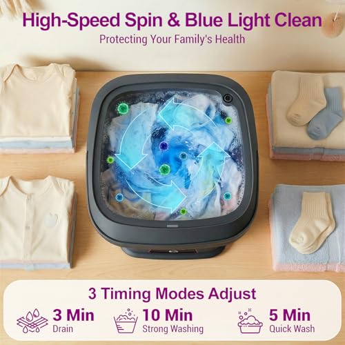 Omosando Portable 18L Foldable Mini Washing Machine with Spinner for Travel & Home
