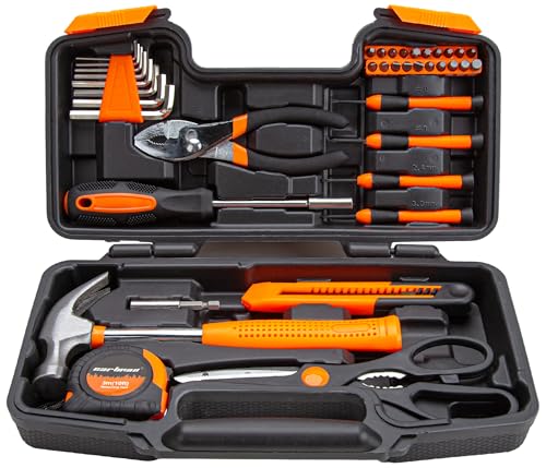 CARTMAN 39-Piece Orange Household Tool Set with Storage Case - DIY & Repairs