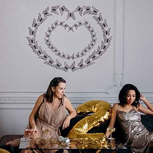 AIEX 24 x 3D Butterfly Ornaments Decorative Removable Vivid Stickers with 3 Different Sizes (Dark Grey)