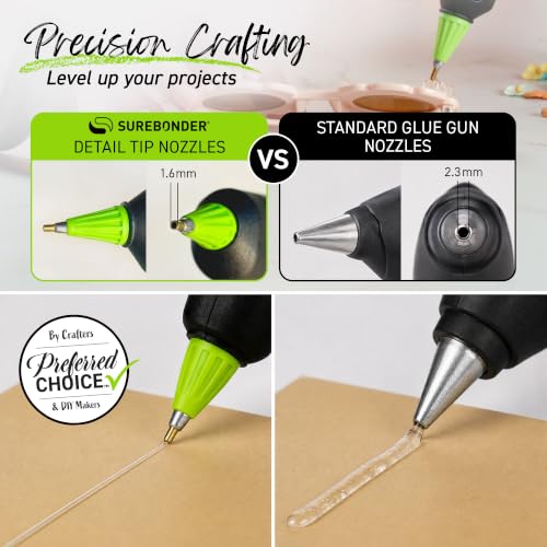 Surebonder Cordless & Corded High-Temperature Mini Hot Glue Gun with Fine Tip - 20W