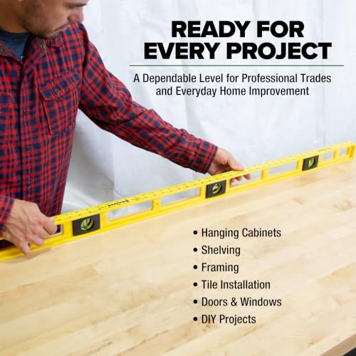 MAYES 10102 48-Inch Level - Made in USA, 0.001in Vials, Scratch-Resistant