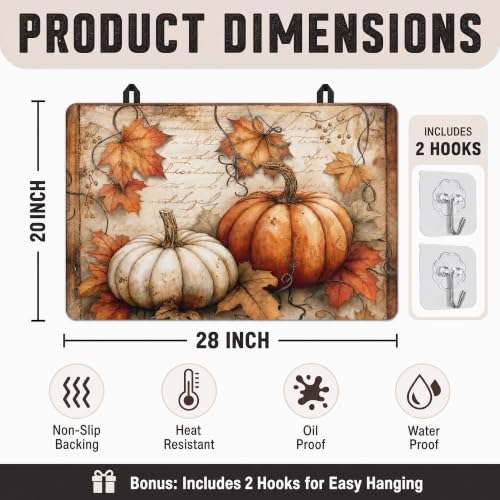 Fall Stove Cover 20x28in Silicone Protector Mat with Pumpkin Design – 3-in-1 Heat-Resistant, Non-Slip, Easy-Clean