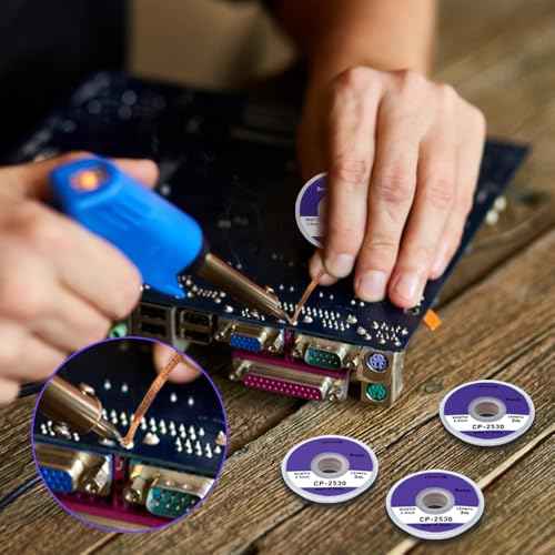SourceTon 4-Pack Desoldering Wick Braid (10ft x 0.1in) | Copper Solder Remover Tool for Resoldering and Desoldering, Drawing in Excess Solder