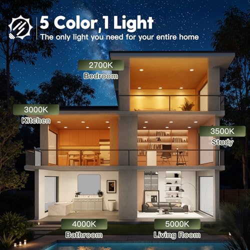 FREELICHT 6 Inch LED Recessed Light 24 Pack, 5 CCT Dimmable, 1050LM, Easy Install