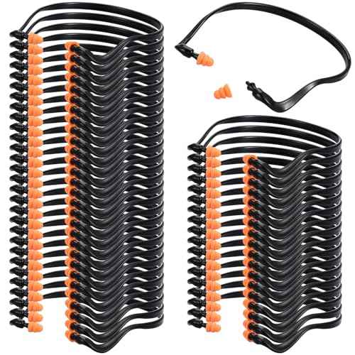 LEIFIDE 48 Pcs Banded Ear Plugs for Shooting Range Silicone Reusable Ear Protection Plugs Noise Cancelling Lightweight Earplug for Hearing Protection Sleeping Work Construction Concerts Reduction
