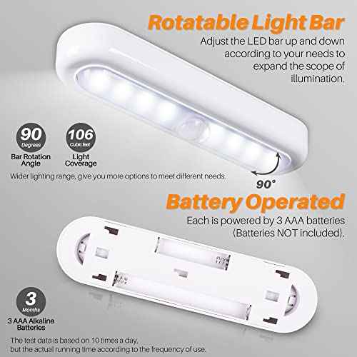 STAR-SPANGLED 3 Pack 7¡± Motion Sensor Lights Indoor Battery Operated, Stick on LED Light for Closet, Stairs, Under Cabinet, Cool White
